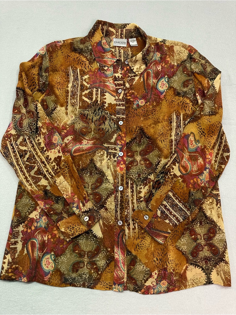 Chico's Multicolor Paisley Button-Front Shirt - Picture 4 of 9